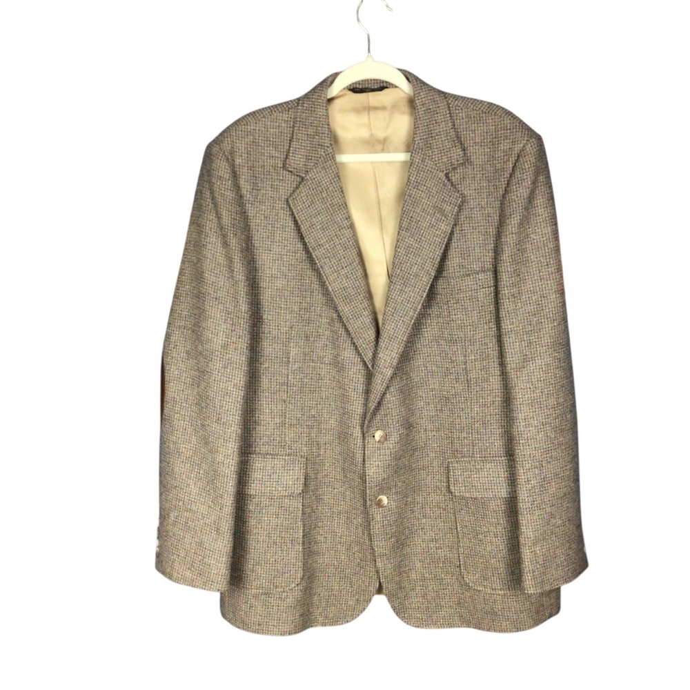 Imperial Hagger Wool Blazer Sports Jacket Brown 46L Elbow Suede Patches